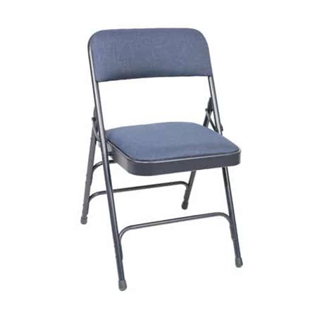 metal folding chair with fabric upholstered seat & back blue|heavy duty cushioned folding chairs.